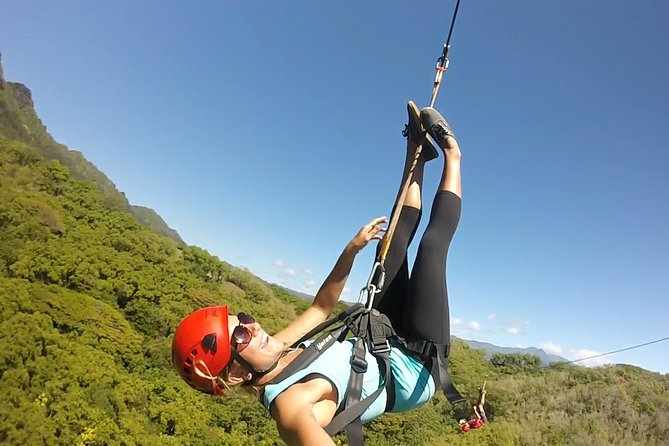 AdrenaLine Zipline Tour with WaterZip by Outfitters Kauai - The 800-foot opener above Kipu Valley