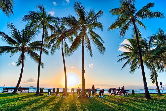 Beach Yoga on Waikiki with Diamondhead Backdrop - Instructor style and class level