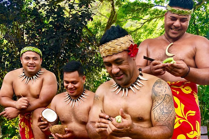 Toa Luau at Waimea Valley, Oahu - A lei greeting and hands-on lawn activities